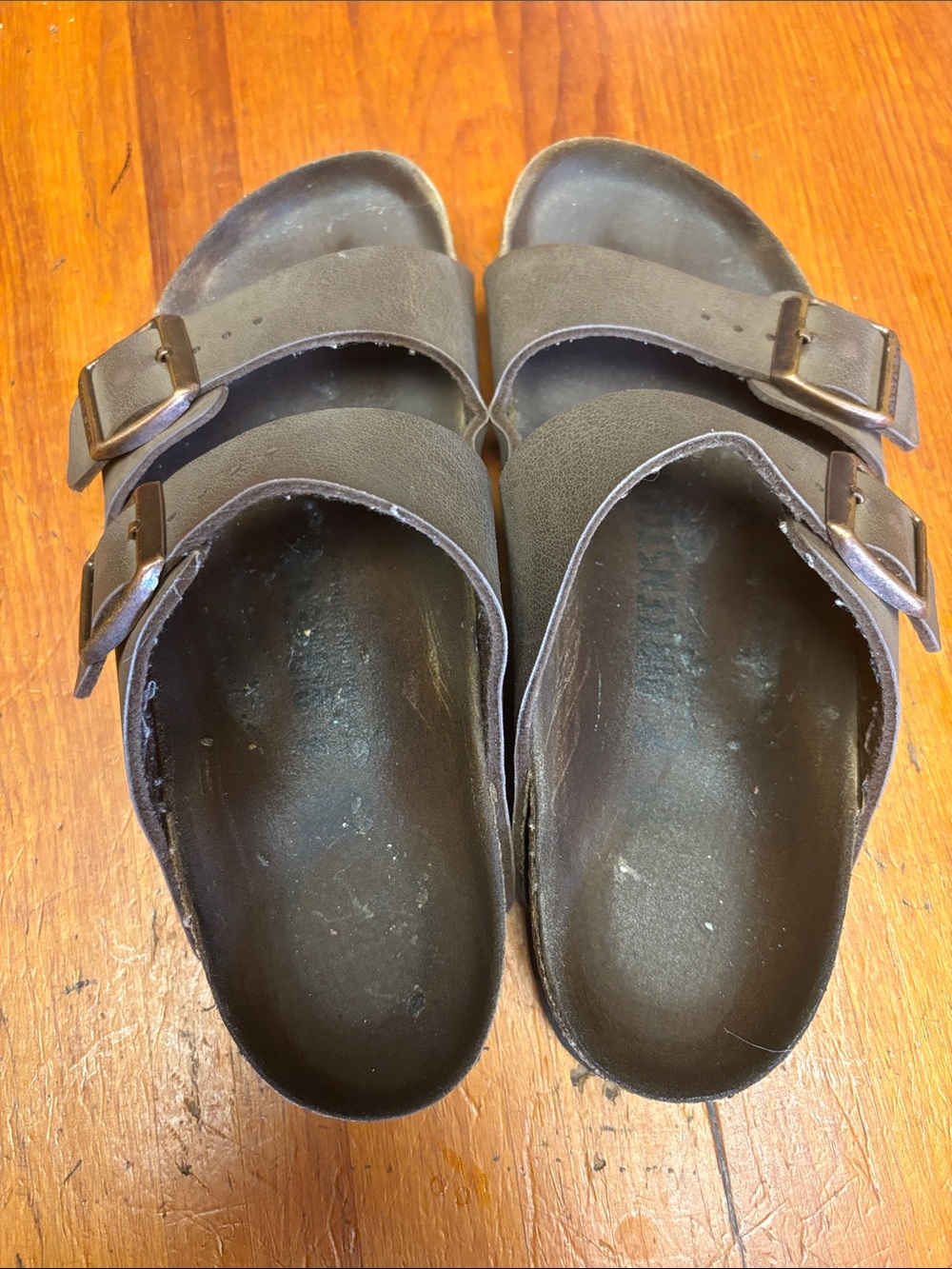 Birkenstock Dark Brown Two-Strap Slide Sandals